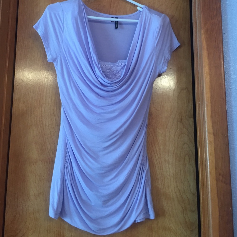 Lilac shirt with lace inset